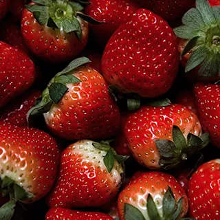 Strawberries, red with green stalk
